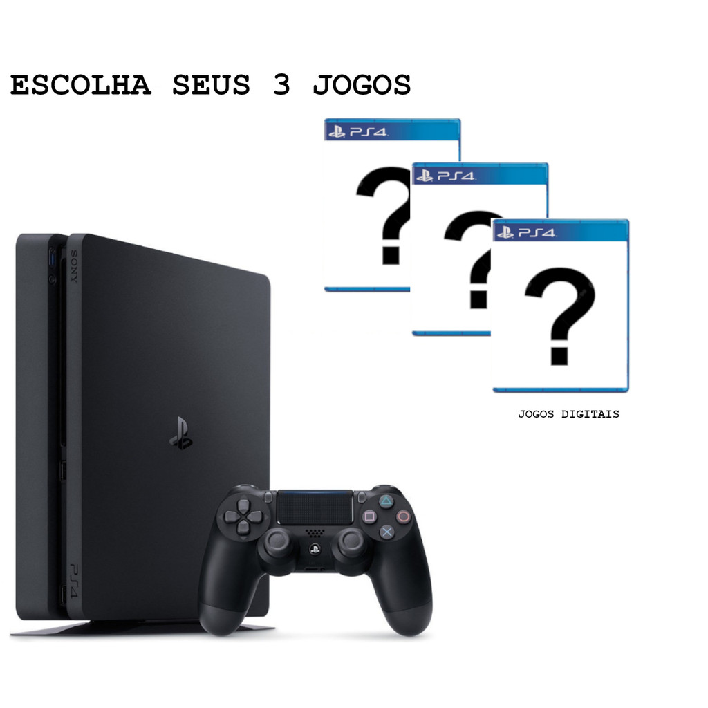 Sony Playstation 4 500gb Ps4 Slim + 3 JOGOS DA SUA ESCOLHA