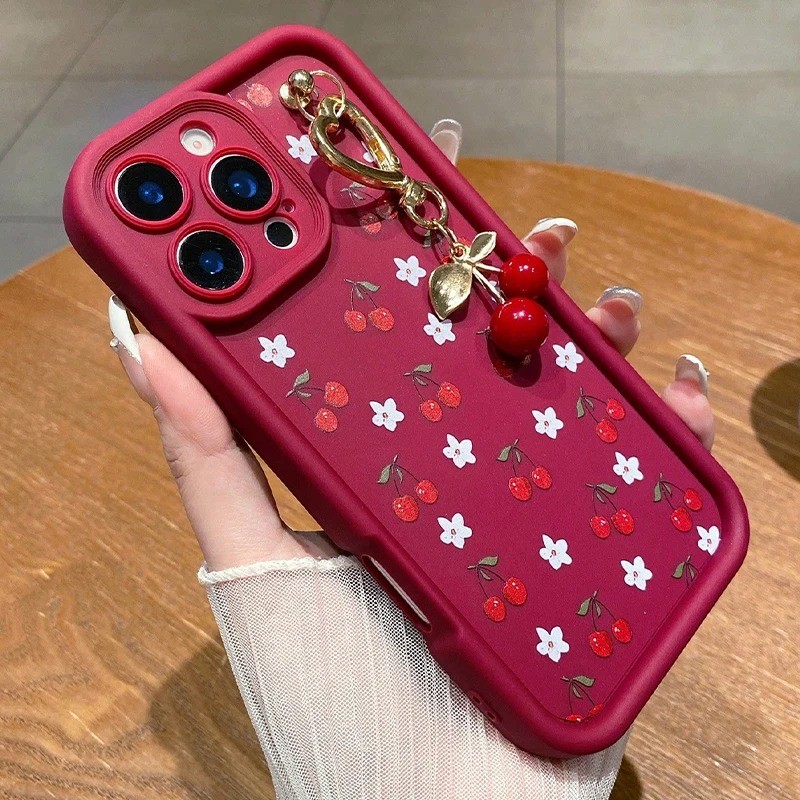 Capa De Telefone De Silicone Com Padrão De Cereja Vermelha Para iPhone 17 16 15 14 13 12 11 Pro Max 16E XS 7 8 Plus Corr — imagem 2 de 2