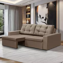 Sofá Retrátil 2 Lugares 1,80m Liz Suede Cappuccino Adonai Estofados