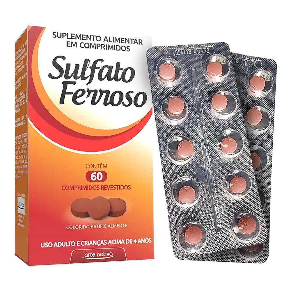 Sulfato Ferroso Com 60 Comprimidos Suplemento Ferro em Oferta na Shopee