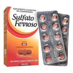 Sulfato Ferroso Com 60 Comprimidos Suplemento Ferro