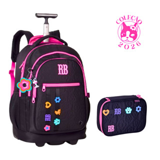Kit Mochila de Rodinhas Com Estojo Rebecca Bonbon Flower Power - Clio Style em Oferta na Shopee