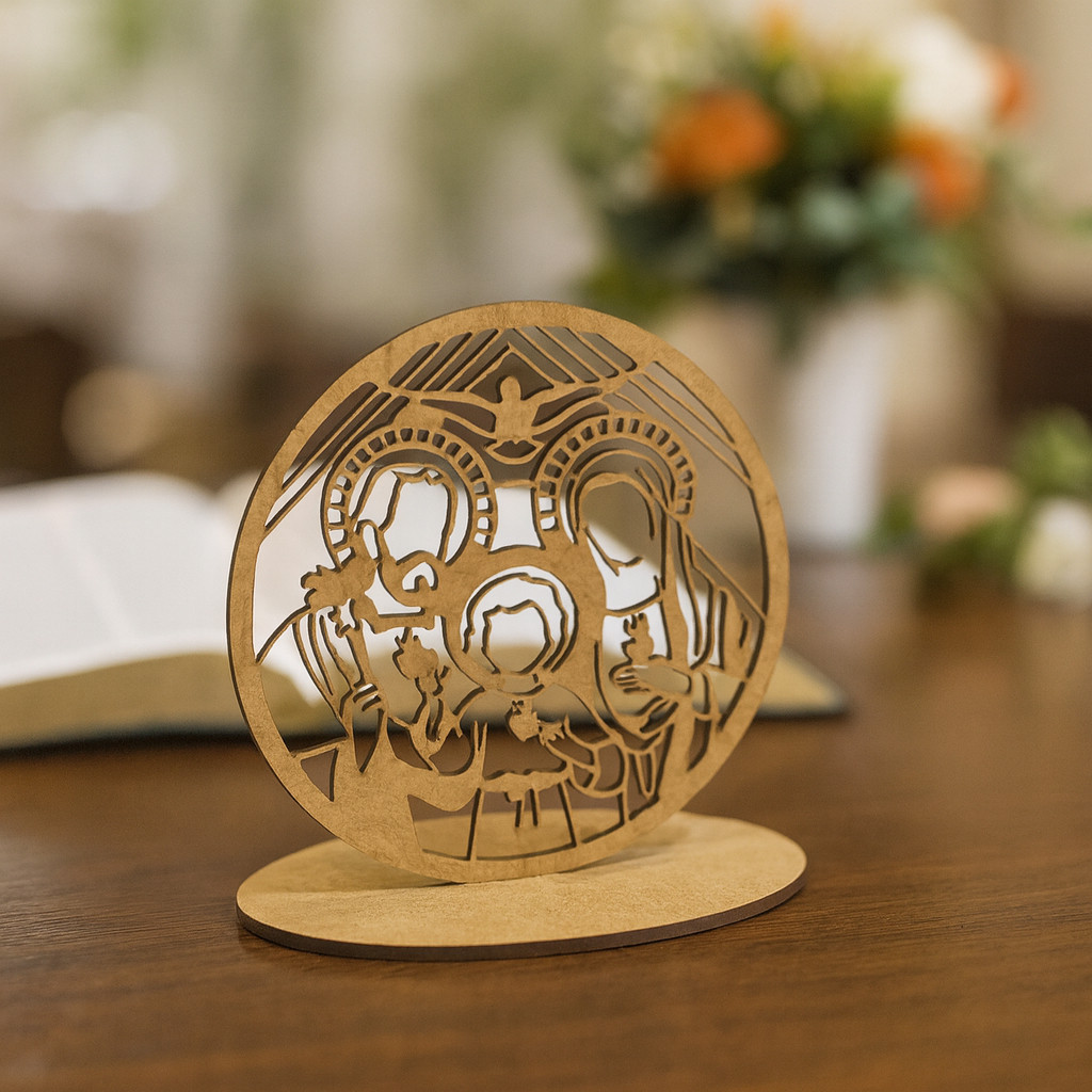 Lembrancinha Sagrada Família em MDF Kit 10 Casamento Batizado Primeira Comunhão