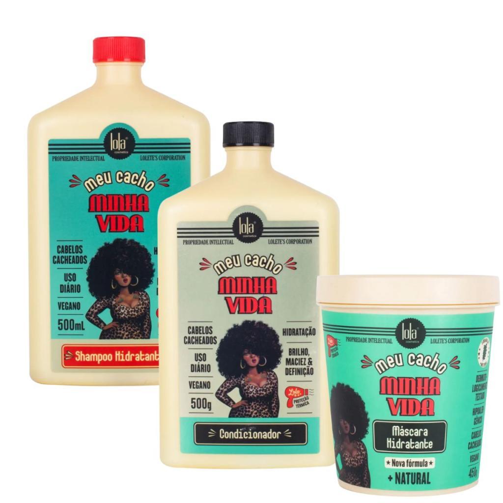 Kit Sh 500ml + Cond 500ml + masc 450g Meu Cacho Minha Vida Lola Cosmetics em Oferta na Shopee