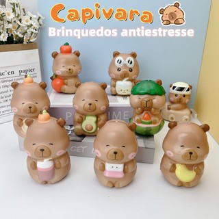 Brinquedo Antiestresse Capivara Cartoon Chaveiro, 6CM – Modelos com Frutas/Acessórios | A…