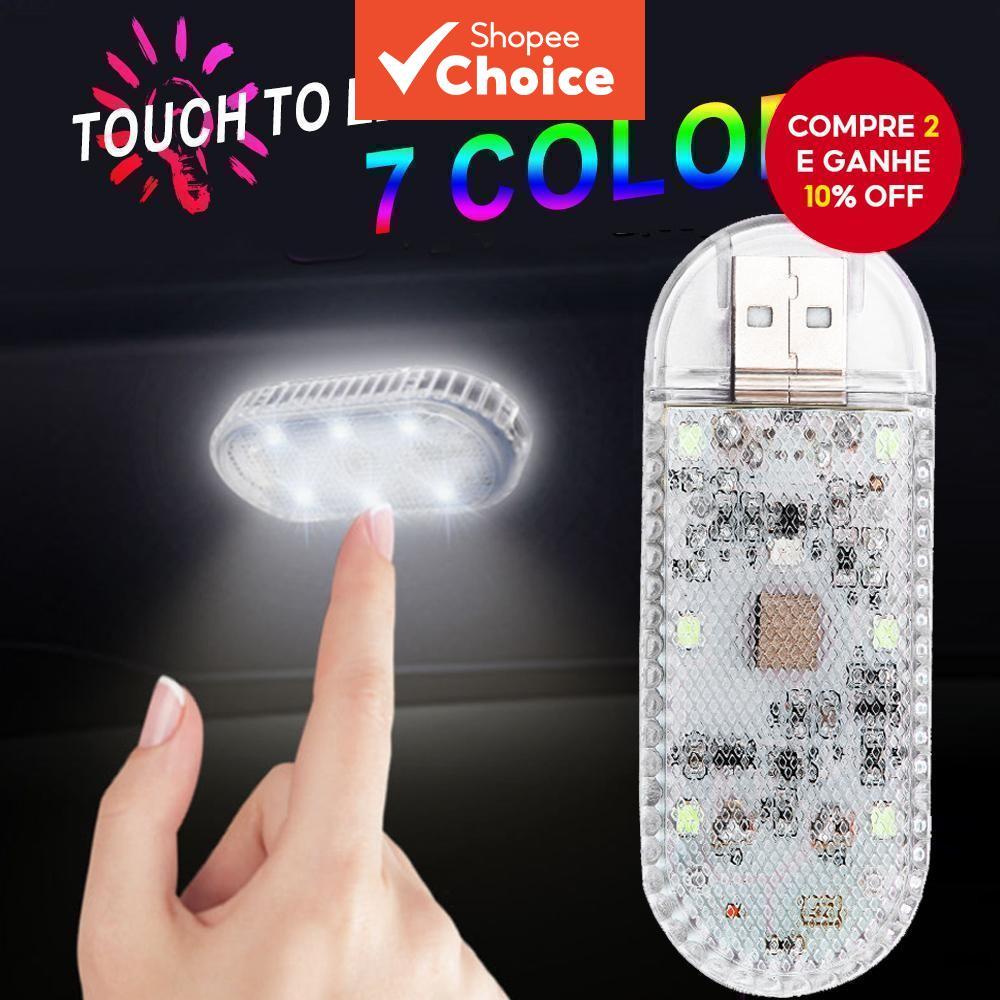  6 LED Touch Lamp para Carro, Luz Interna Recarregável para Cúpula, Lâmpada de Teto para Leitura, Mini Luz USB para