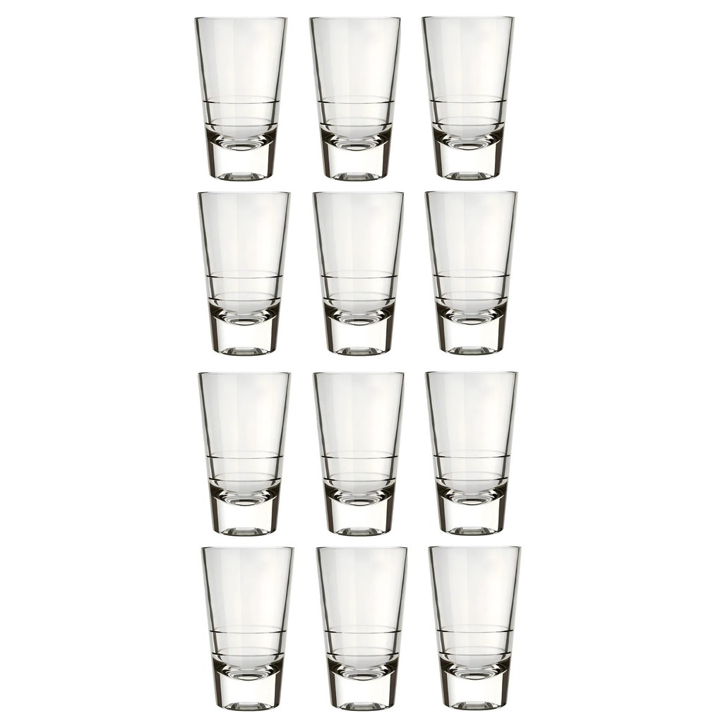 Jogo 12 Copos Dose 100ml Nadir Vidro Transparente Caninha Shot Cachaça Uso em Bar Restaurante e Degustação
