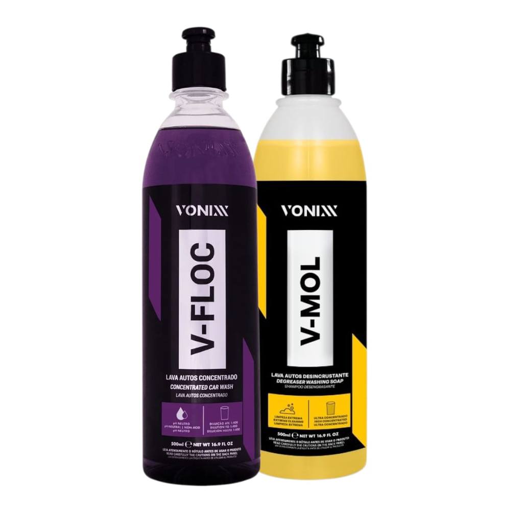 KIT LIMPEZA CARROCERIA SHAMPOO V-FLOC V-MOL 500ML PRE LAVAGEM NEUTRO