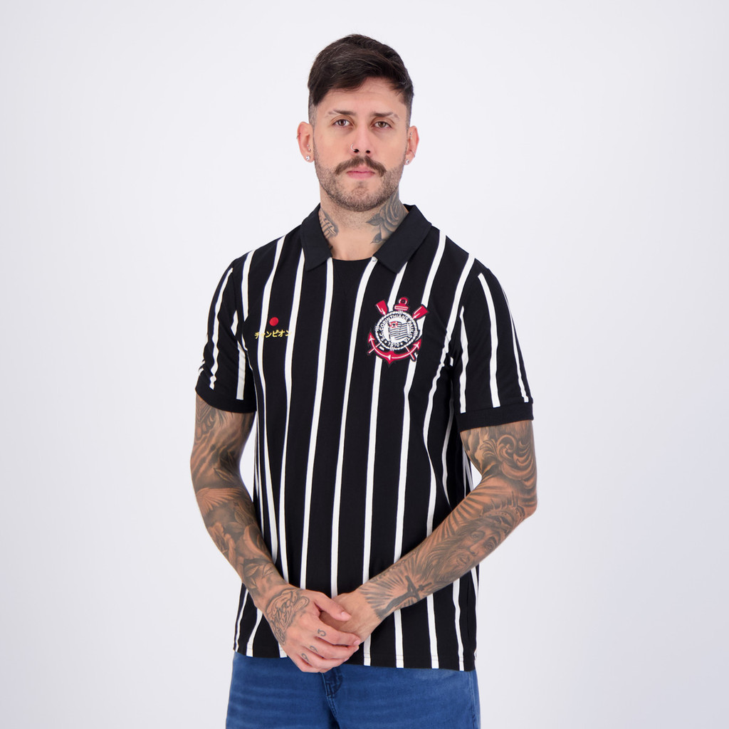 Polo Corinthians Retrô Japão Preta · foto 2