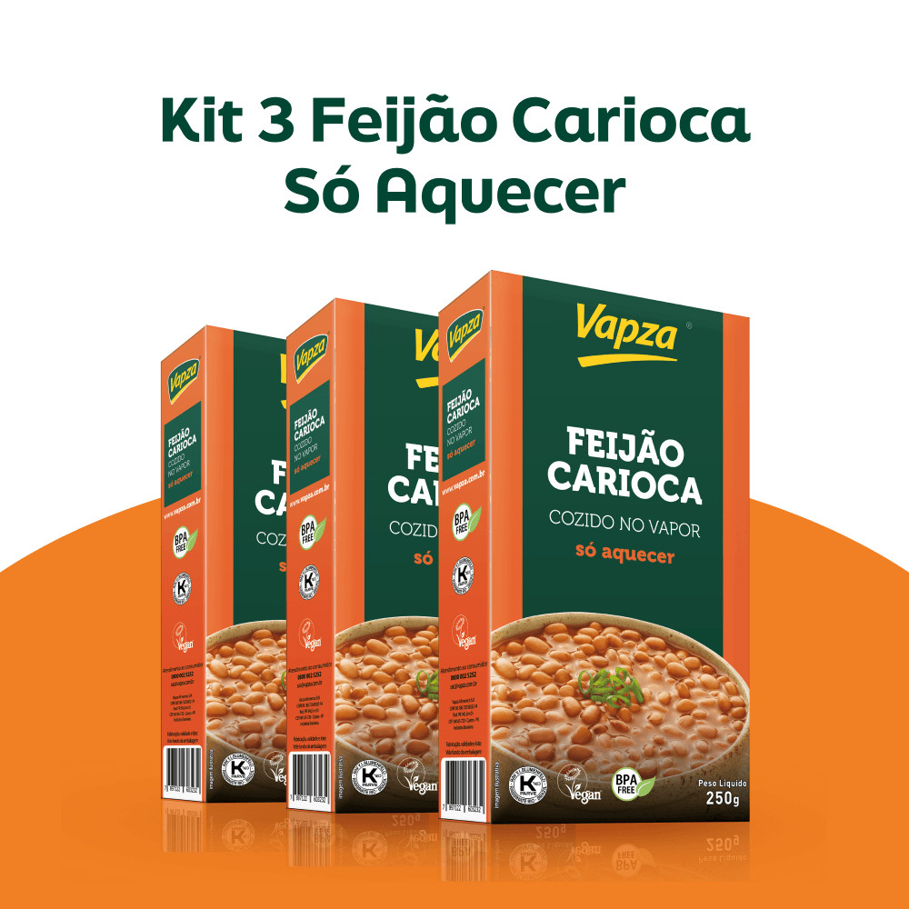 Kit 3 Feijões Carioca 250 Só Aquecer Vapza em Oferta na Shopee