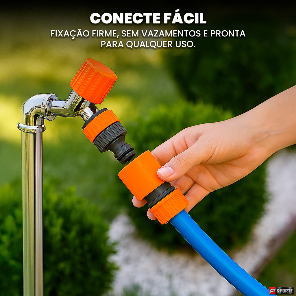 Kit Engate Rápido 1/2 + Adaptador 3/4 para Mangueira – Irrigação Jardim Sem Vazamentos