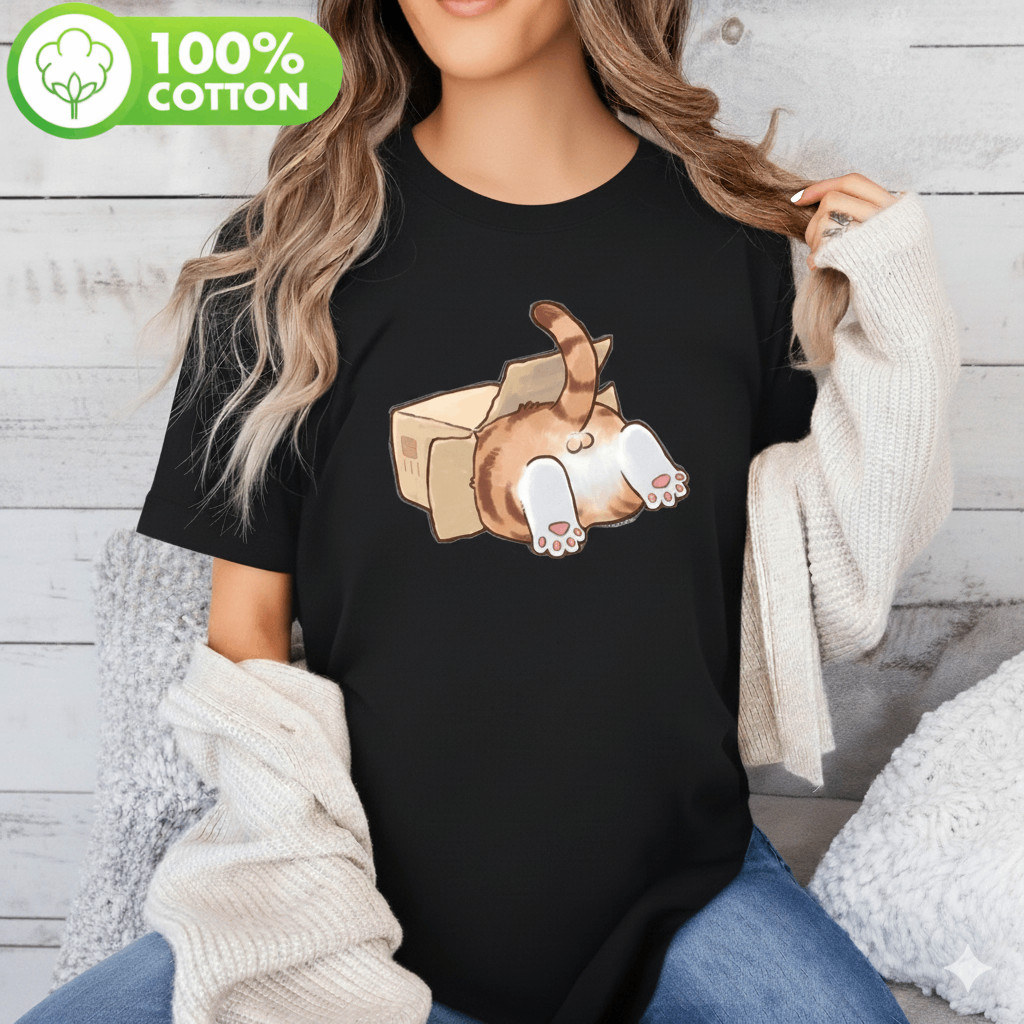 Camiseta Unissex Gato Bunda Caixa Humor Pet Engraçado Estampada Confortavel Divertida Fofa Casual