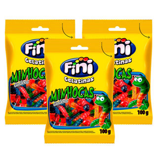Kit 3 Balas de Gelatina Fini Minhocas Sortidas 100g em Oferta na Shopee