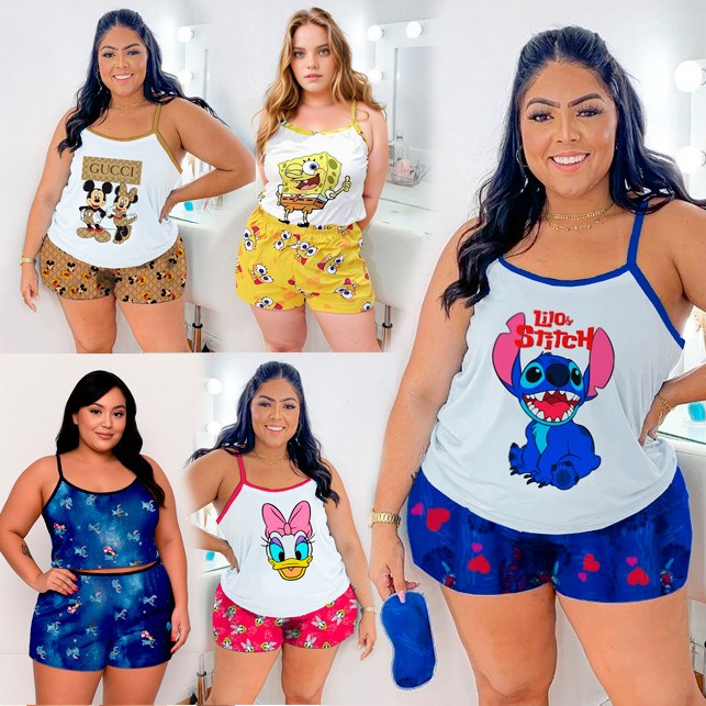 Pijama Baby Doll PLUS SIZE Blusinha Shorts