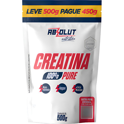 Creatina Monohidratada 100% Pura Absolut Nutrition 500g Força Muscular Desempenho Energia