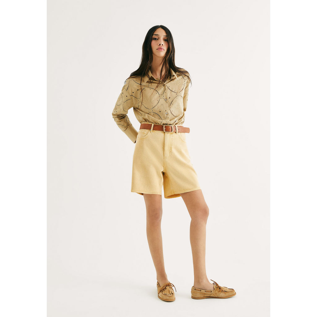 Bermuda Feminina Cintura Média Em Sarja em Oferta na Shopee