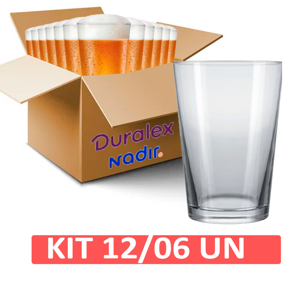 Jogo Kit 12/06 Copo Vidro 325ML Caldereta Cerveja Chopp Multiuso Resistente Long Drink Bar Boteco