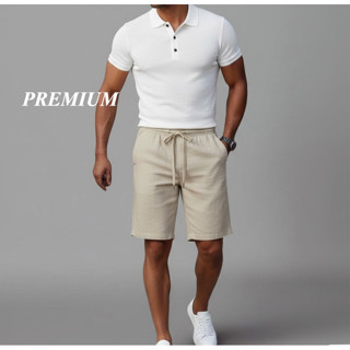 Bermuda Linho Misto Premium Masculina | Short De Luxo Verão Casual Cores Modernas em Oferta na Shopee