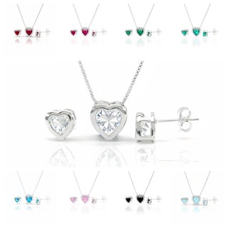 Conjunto Colar e Brinco Banhado a Prata 925 com Zircônia - Pingente Coração Ponto de Luz em Oferta na Shopee