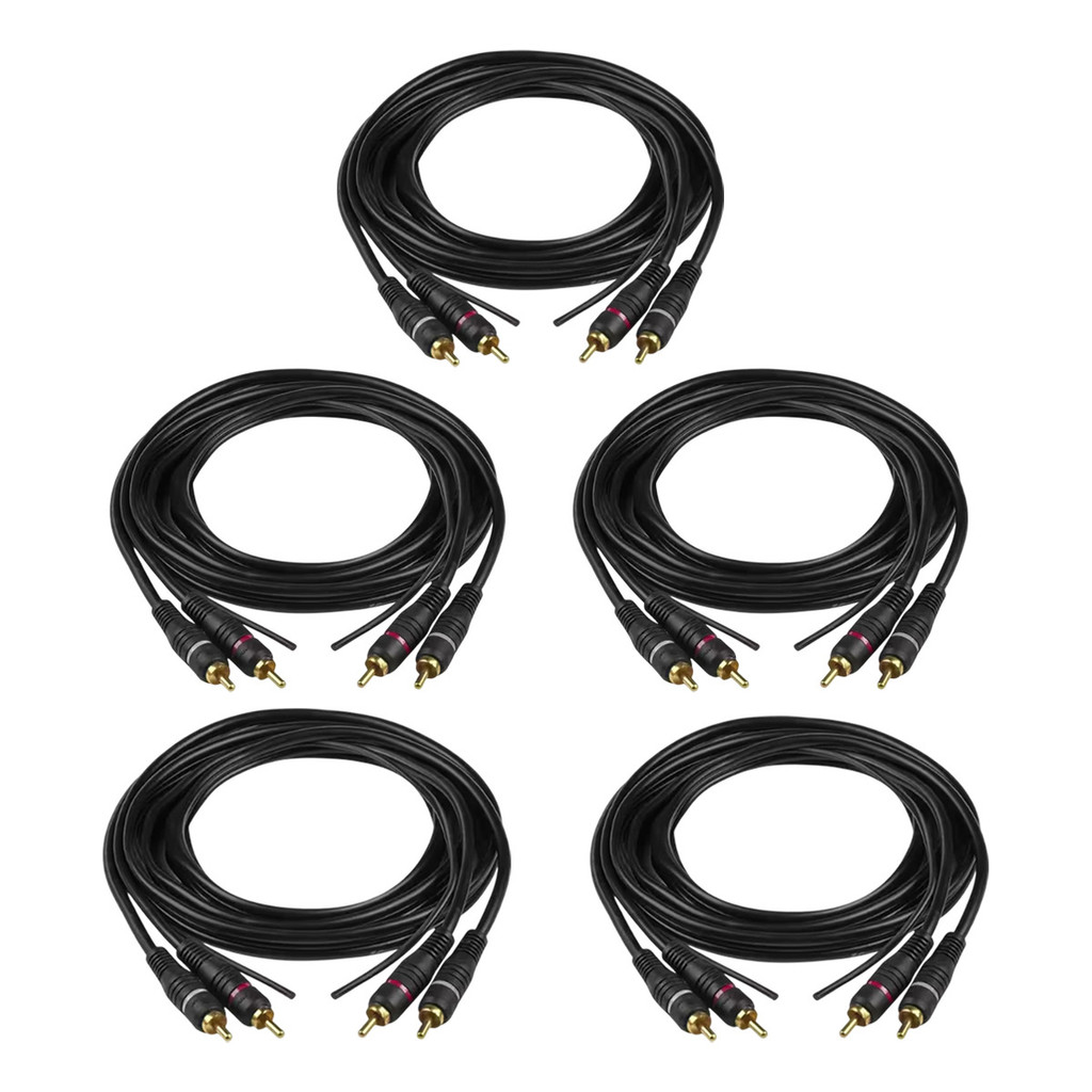 KIT 5 CABO RCA OURO 1,50 METROS PERMAK PARA SOM AUTOMOTIVO