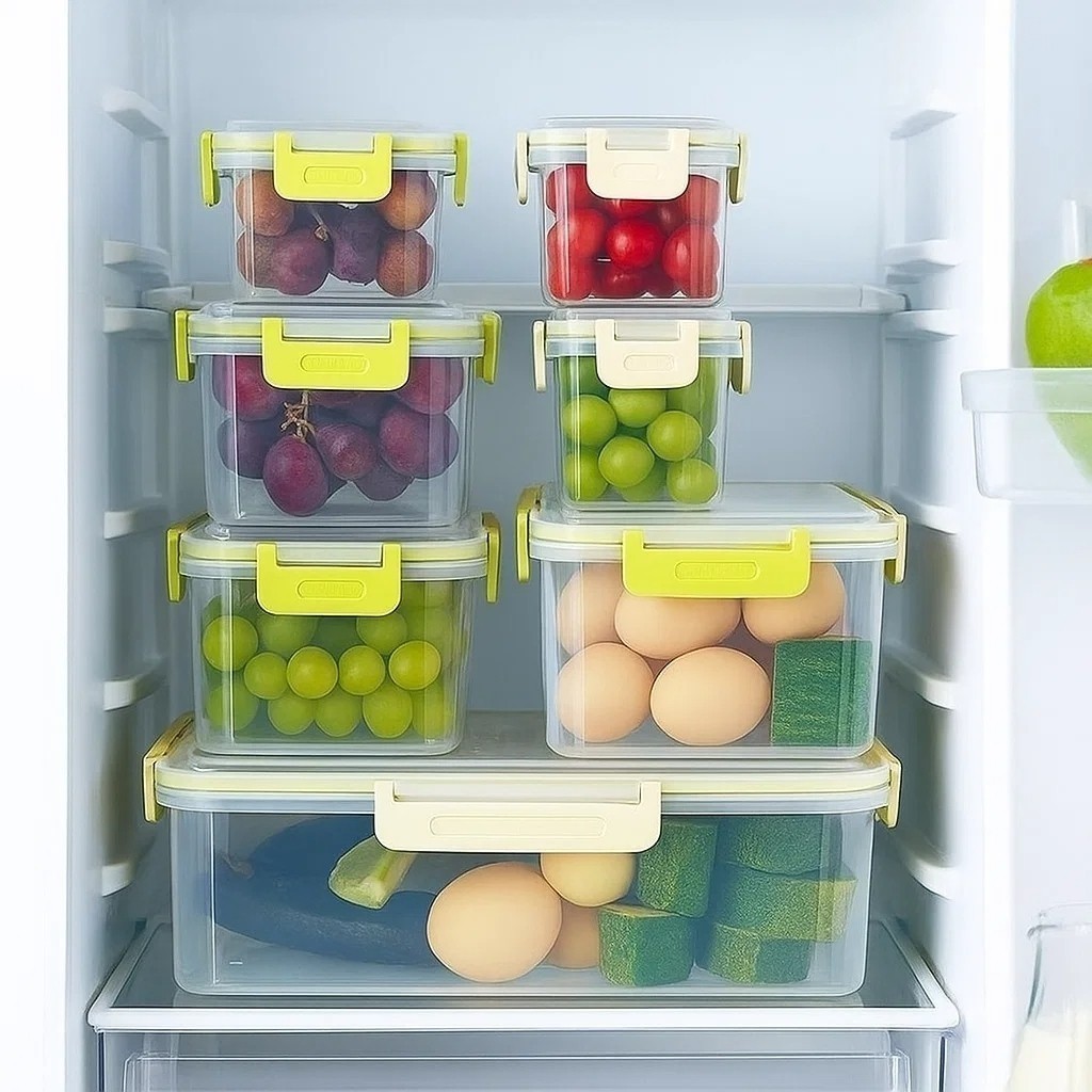 Kit 5 Potes Plástico Empilhável Recipiente Organizador Cestos Internos Cozinha Alimentos Frutas