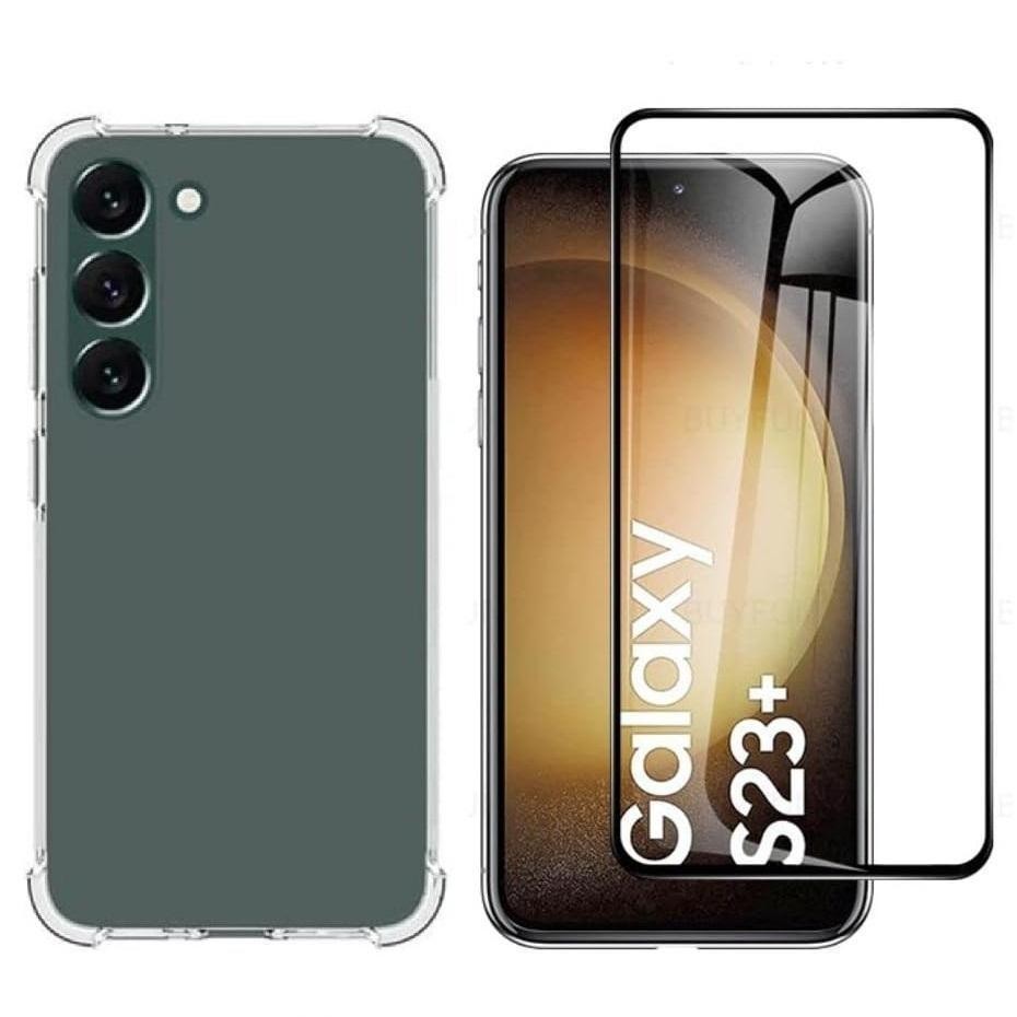 Película + Capa Para Samsung S23 Plus/S23+. Galaxy Kit Capinha Transparente e Pelicula Vidro 3D