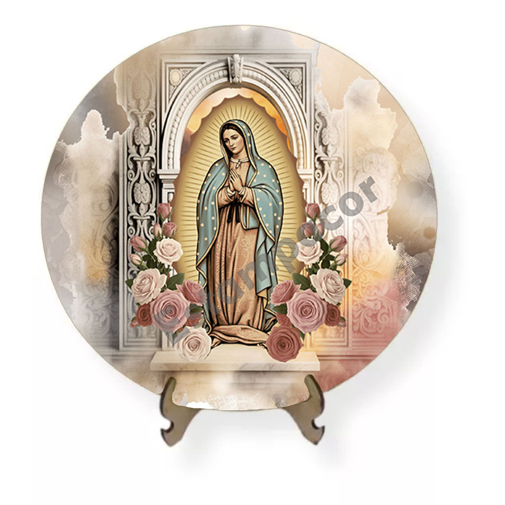Placa Decorativa Quadro Mandala em MDF Religiosa Nossa Senhora de Guadalupe Espessura 3mm