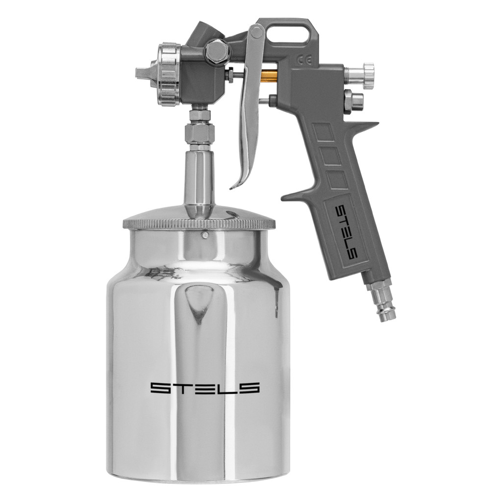 PISTOLA DE PINTURA TANQUE BAIXO, BICOS 1,2- 1,5-1,8MM,  ROSCA 1/4POL., 1000 ML, 1PC // STELS em Oferta na Shopee