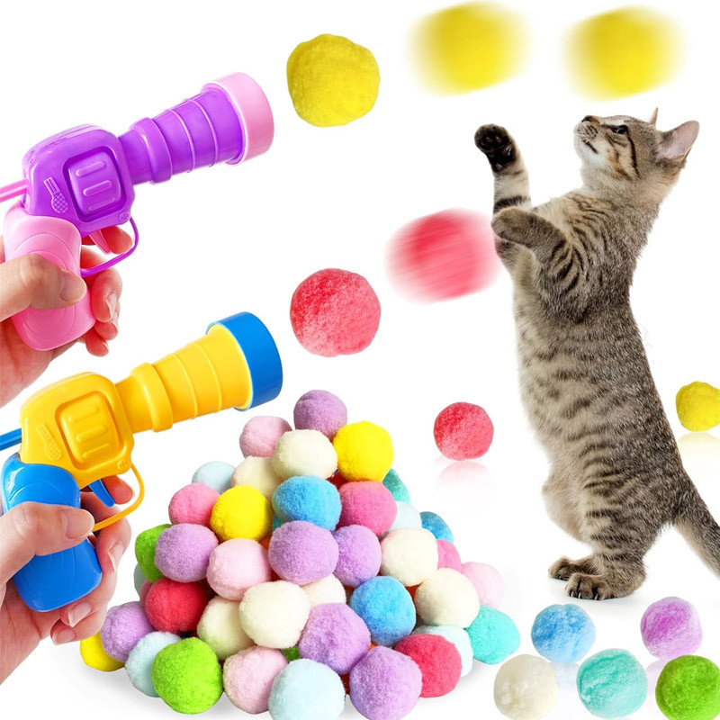 Brinquedos Interativos De Lançamento Para Gatos Gatinhos De Estimação De Tiro Com Pistola De Pelúcia em Oferta na Shopee