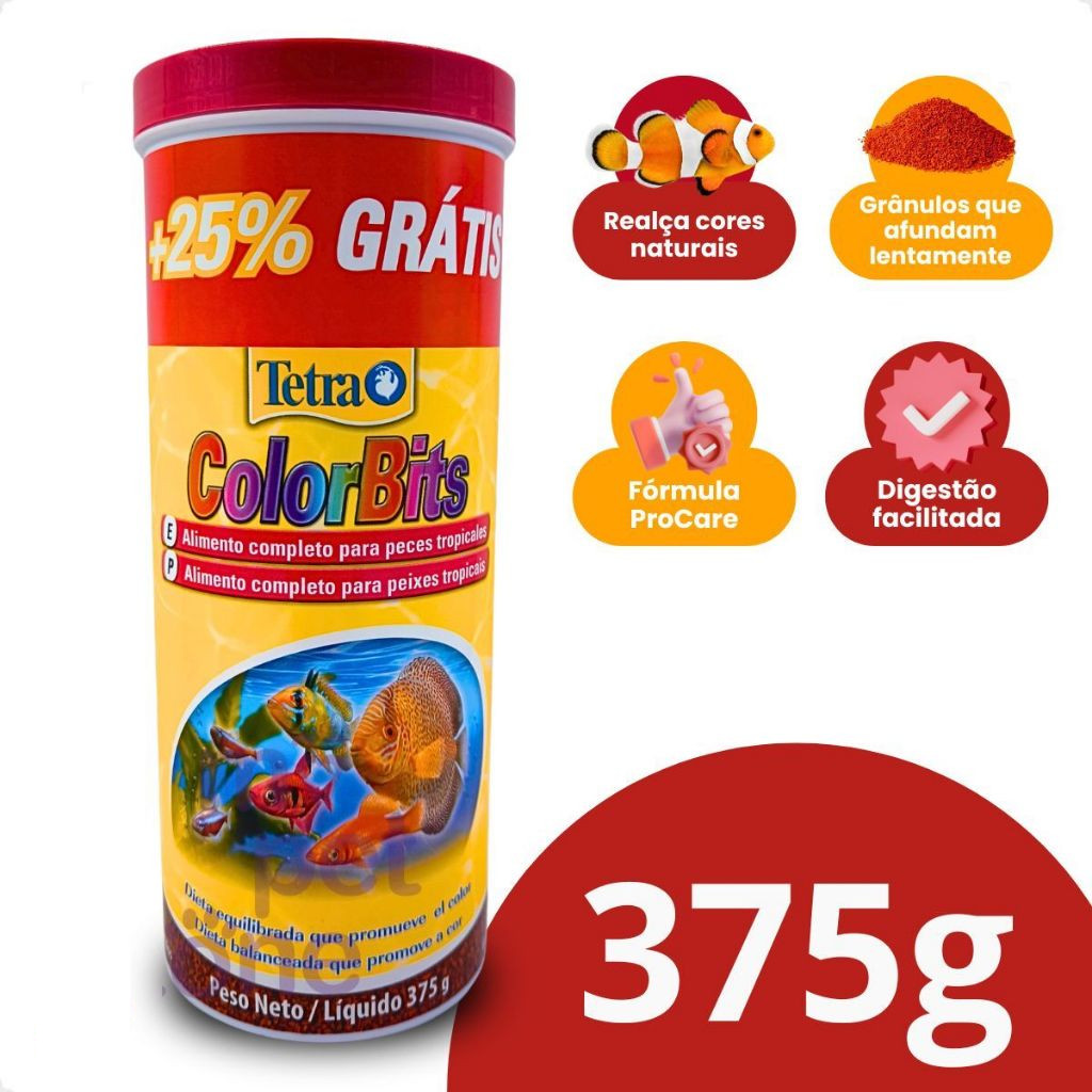 Ração Peixe Colorbits Granules Tetra - 375g A GRANEL em Oferta na Shopee