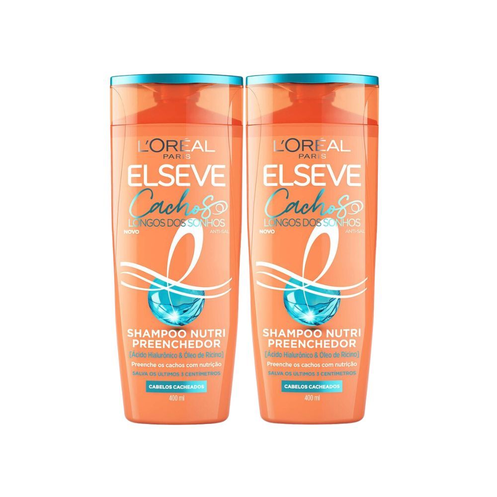Kit 2 Shampoo Nutri Preenchedor L'Oréal Paris Elseve Cachos Longos dos Sonhos 400ml em Oferta na Shopee