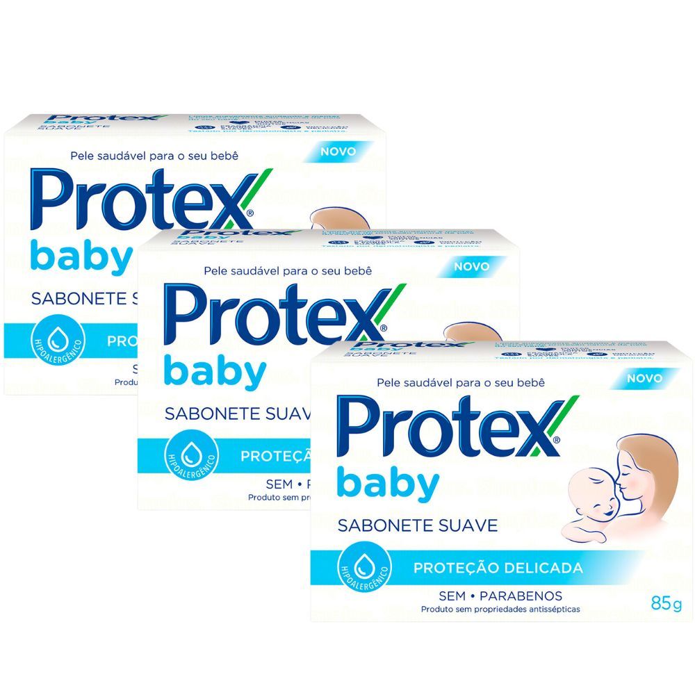 Kit 3 Sabonete em Barra Protex Baby Proteção Delicada 85g em Oferta na Shopee
