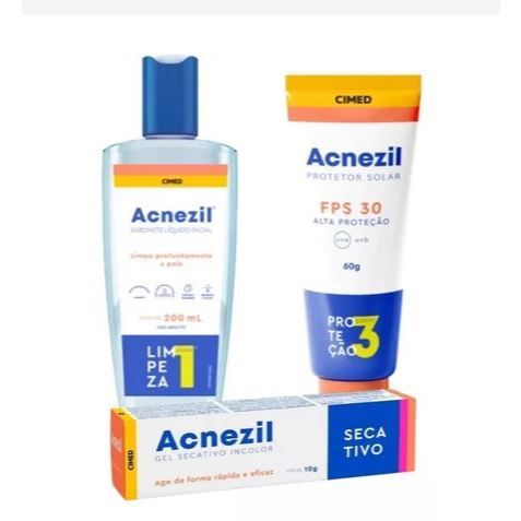 Kit Acnezil C 1 Sabonete E 1 Protetor Sol + 1 Gel Secativo CIMED em Oferta na Shopee