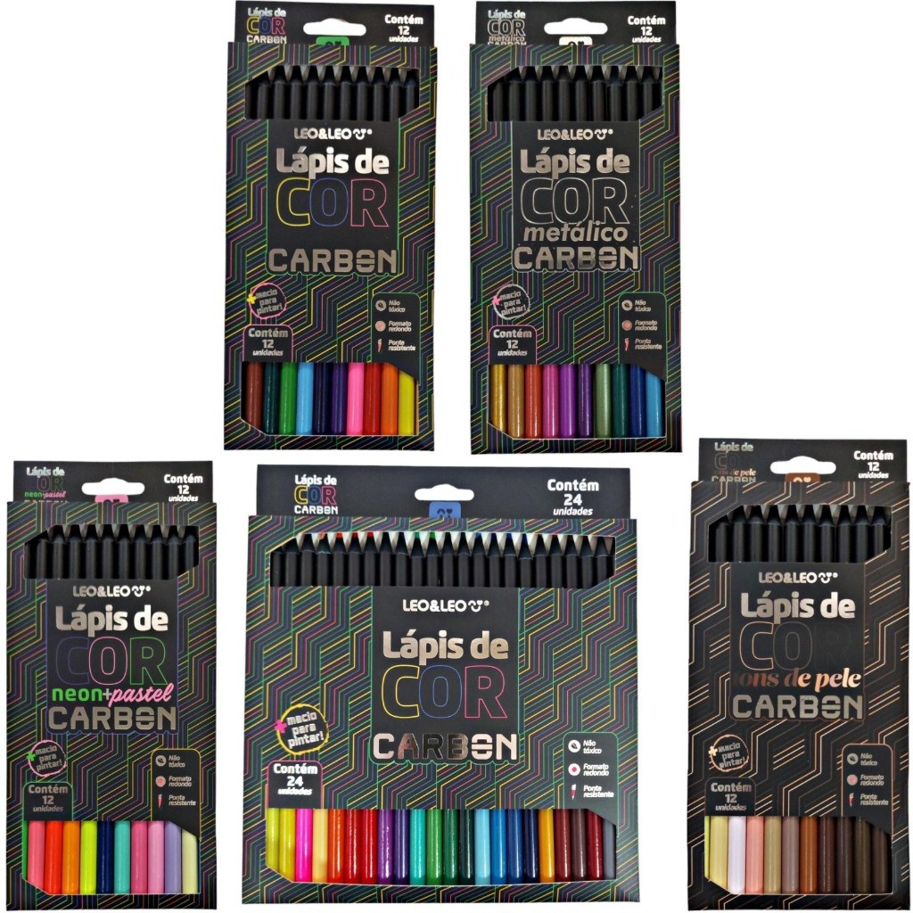Lápis de Cor Carbon 12 / 24 / 50 Cores - Leo e Leo