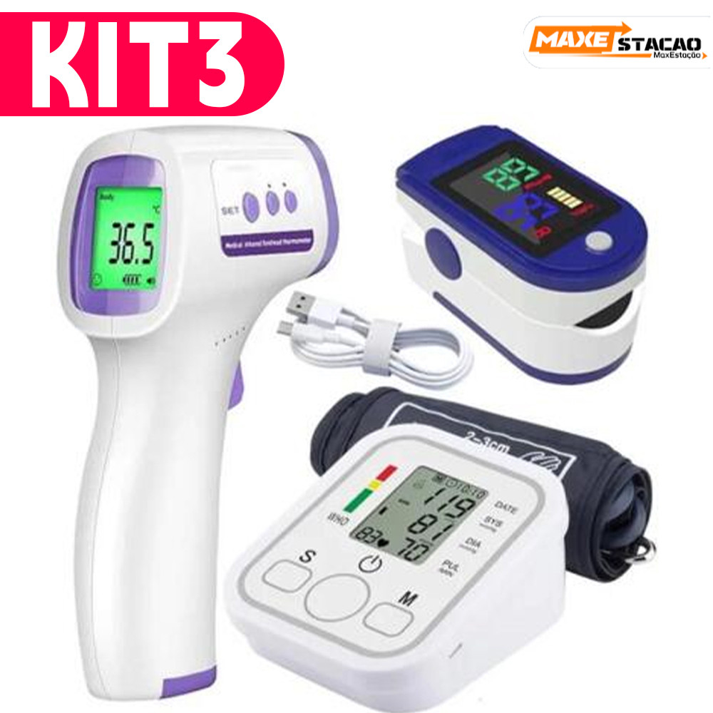 Kit de Saúde Completo: Monitor de Pressão, Termômetro Digital e Oxímetro de Dedo em Oferta na Shopee