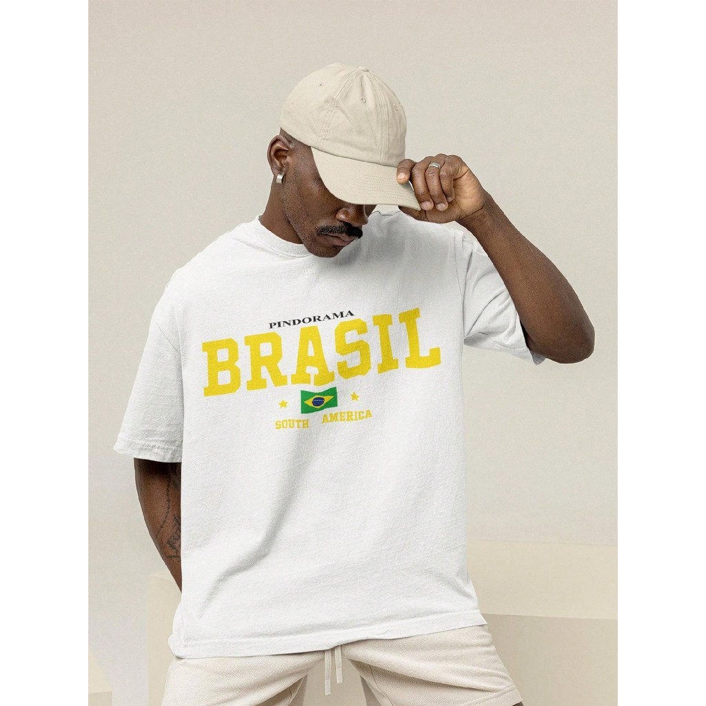 Camiseta Oversized Top Seleção Camisa Premium Brasil Camisa Streetwear
