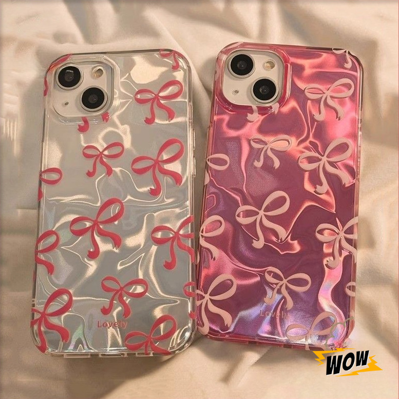 Capinha Capa Para Samsung Galaxy A03 A05 A06 A10S A10 A11 A12 A13 A15 A14 A16 Adorável Arco Nó Ondulação Brilho