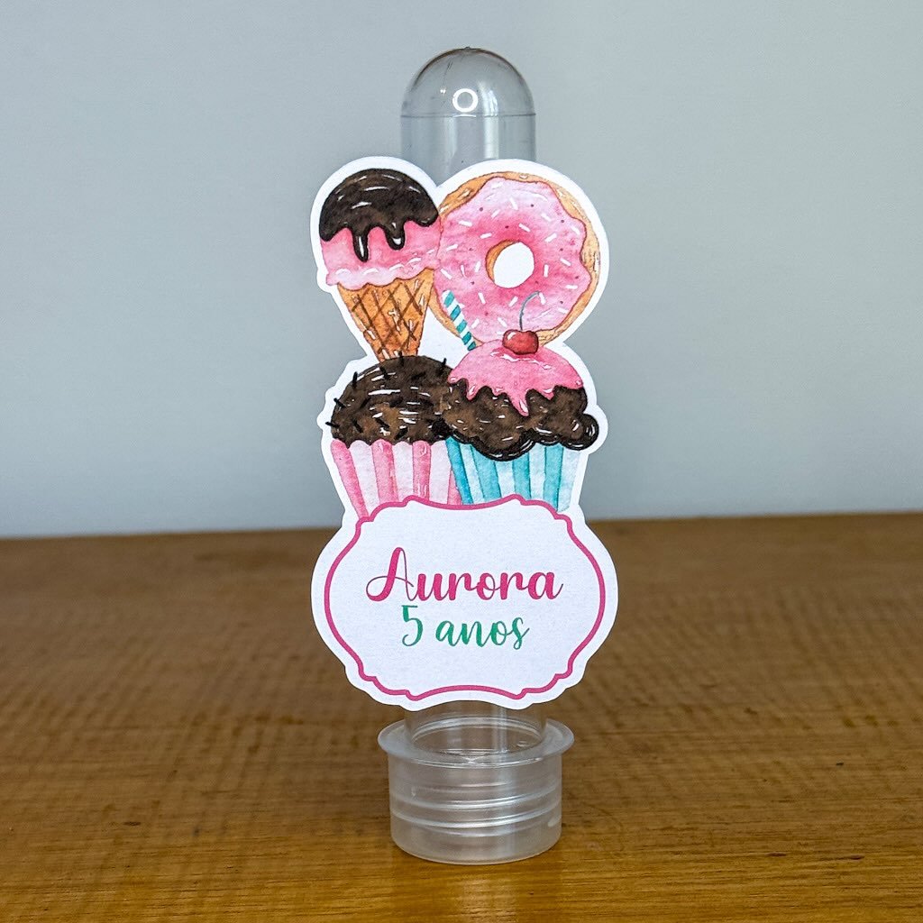 10 Apliques para Tubete Confeitaria - Mundo Doce | Personalizados | Lembrancinhas Festa Aniversário