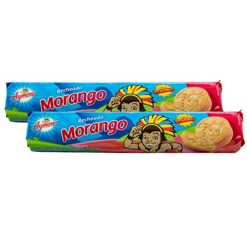 Kit 2 Biscoito Recheado Aymoré Sabor Morango com 120g em Oferta na Shopee