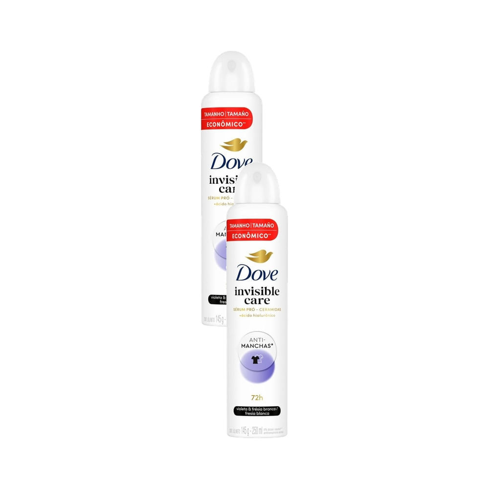 Kit 2 Desodorante Dove Invisible Care Anti Manchas Antitranspirante 72h Aerosol 250ml em Oferta na Shopee