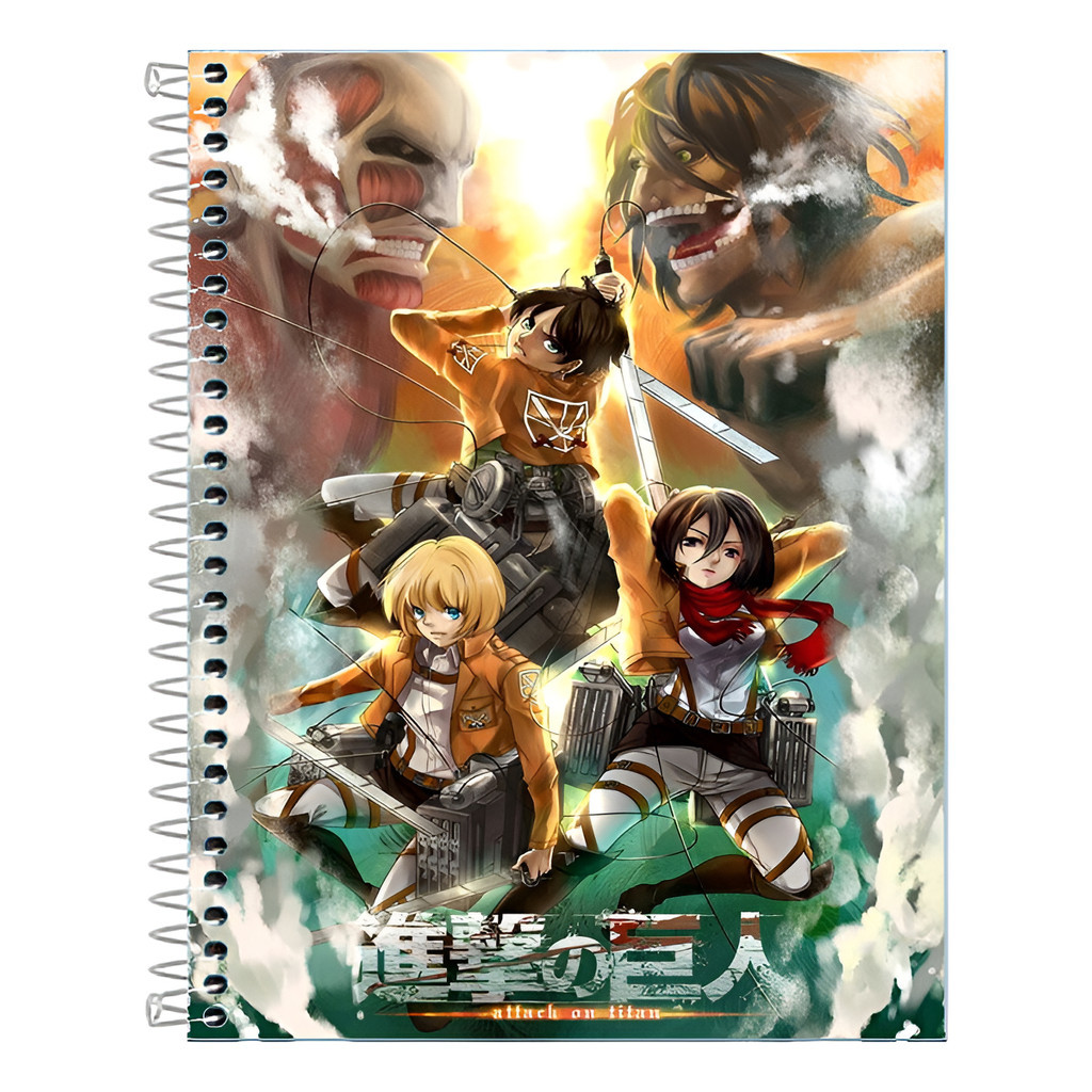 Caderno Attack On Titan Capa Dura 10 Matérias 160 Folhas