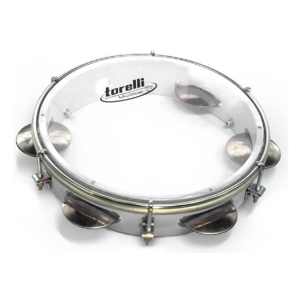 Pandeiro 8'' Injetado Branco Pele Cristal Torelli Tp848