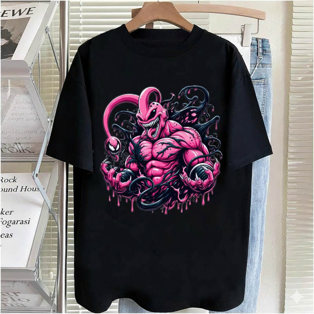 Camiseta Unissex Dragon Ball Z Majin Buu Venom Colaboração Estampado Confortavel Estilosa Divertida Casual