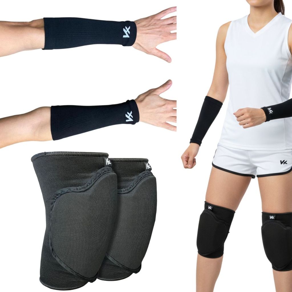 Kit Kanxa Joelheira Vôlei + Protetor de Antebraço Compressão Proteção