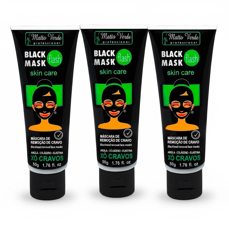 Kit 3 Mascara Black Removedora de Cravos Skin Care Matto Verde