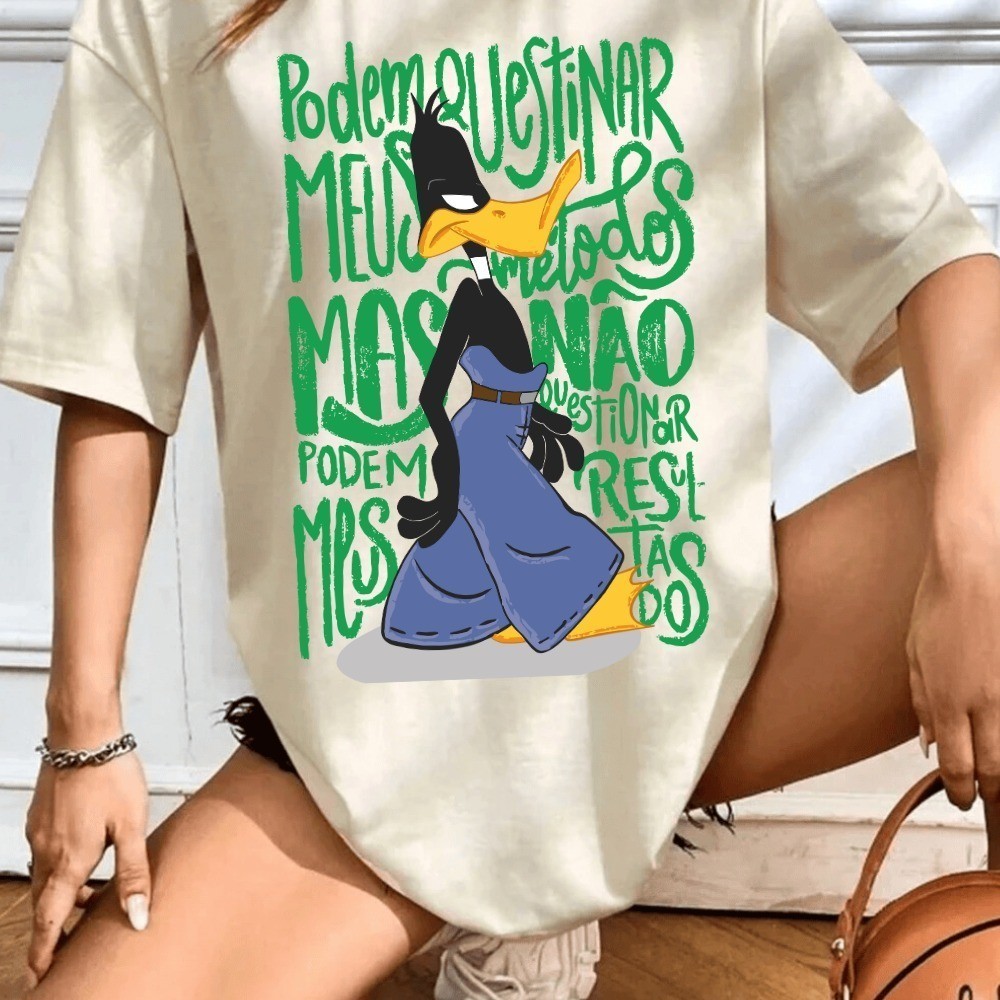 Camiseta Premium em Algodão Puro Oversized Patolino de Calça em Algodão Diversas Cores Modelo Unissex Streetwear em Oferta na Shopee