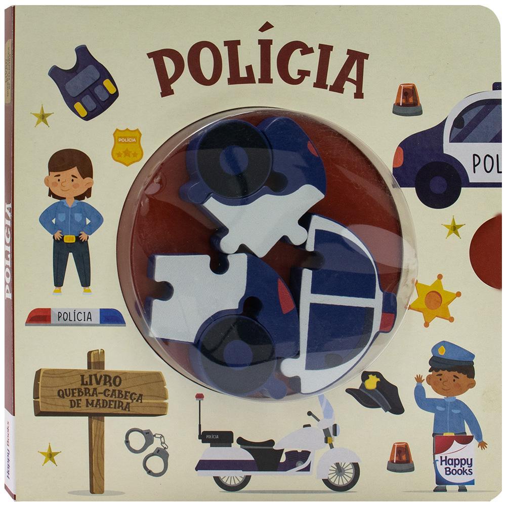 Happy Wood Livro Quebra-cabeça de madeira: Polícia Livros D+MS