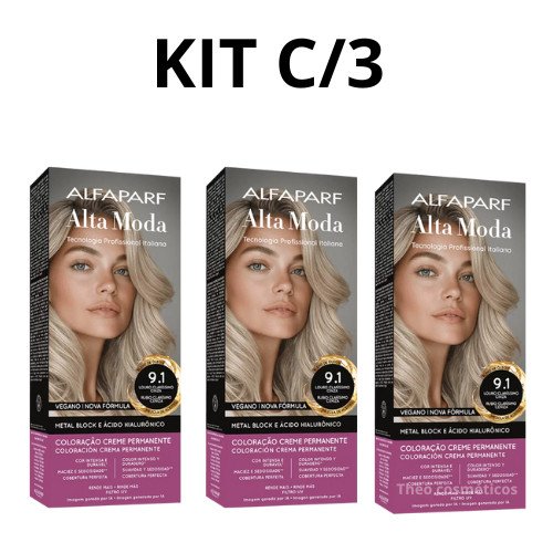 Coloração Alta Moda Alfaparf Kit C/3- 9.1 Areia (Louro Claríssimo Cinza) em Oferta na Shopee