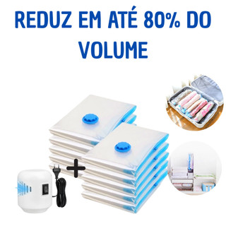 Kit Saco a Vácuo Roupas Edredom Com Bomba Elétrica Ideal para Viagem Organização Economia de Espaço