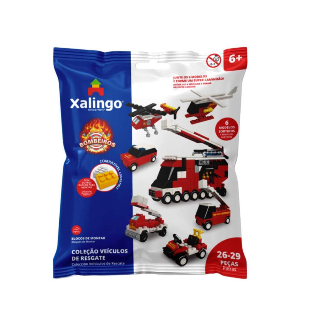 Brinquedo Infantil Blocos de Montar Resgate Bombeiros 26/29 Peças Unidade Xalingo - 14976 em Oferta na Shopee